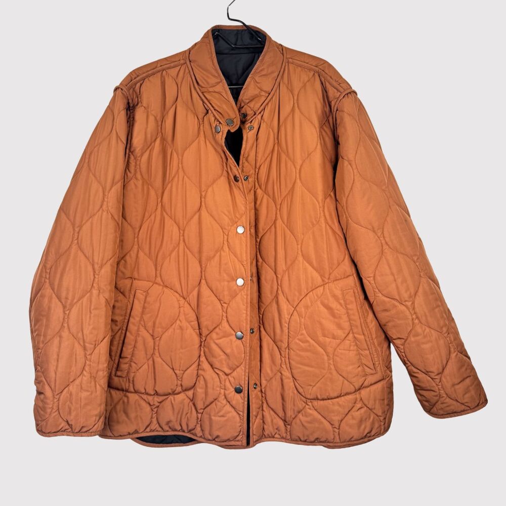 Summersalt Womens Jacket Orange Reversible Eco Quilted Lightweight Outdoor 1XL